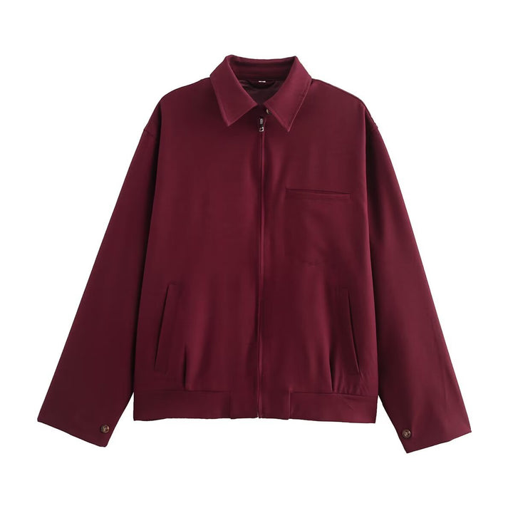 Men's Lightweight Oversized Blouson Jacket with Full Zipper and Patch Pockets Mune Fashion
