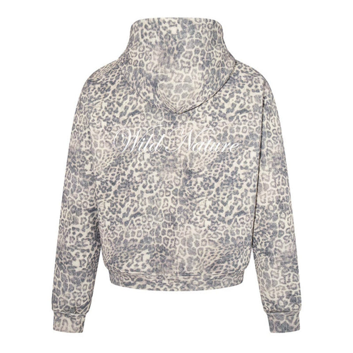 Women’s zip hoodie in soft velour with all-over leopard jacquard Mune Fashion