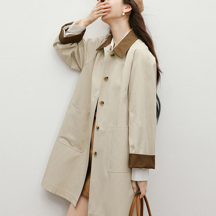 Ladies Fashionable Transitional Jacket with Contrast Collar Mune Fashion