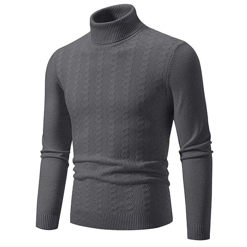 Men's fine turtleneck sweater made of fine knit with cable pattern and narrow silhouette Mune Fashion