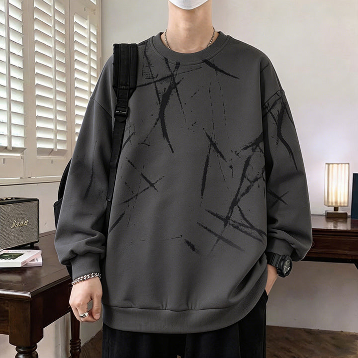 Men's sweatshirt with abstract print, crew neck and relaxed fit Mune Fashion