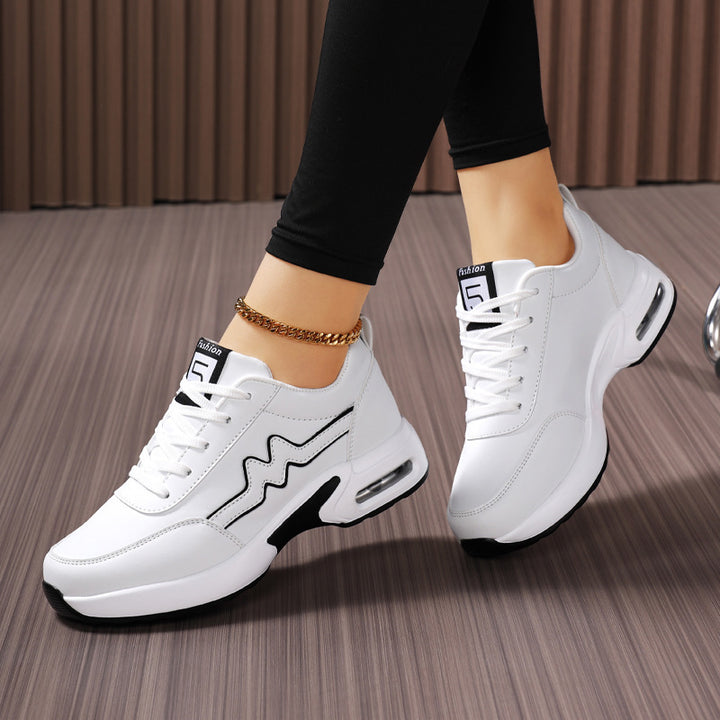 Women's fashionable sneakers with molded side wave, cushioned air capsule heel, and ergonomic platform footbed Mune Fashion