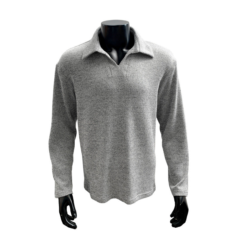 Men's fine-knit polo sweater with open lapel collar and light structure Mune Fashion