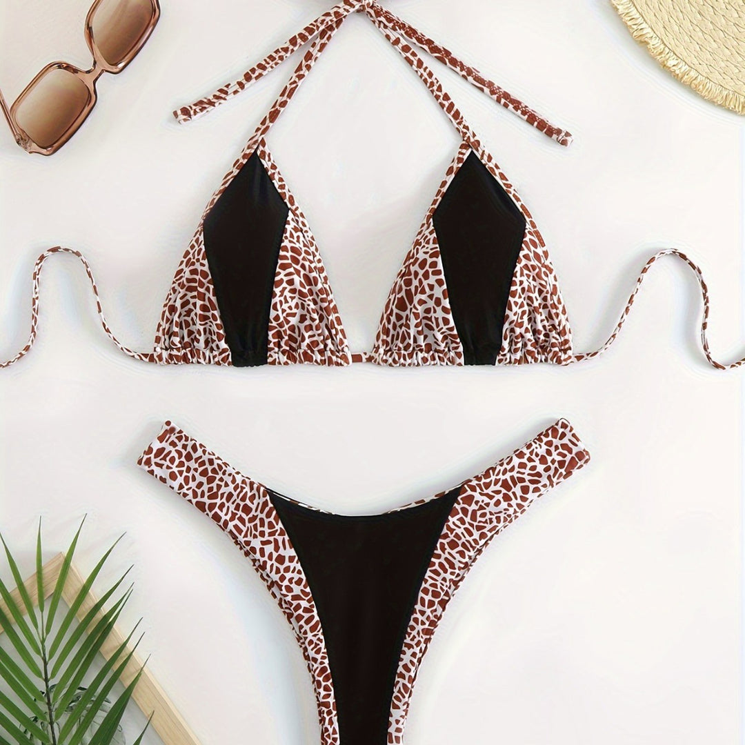 Ladies triangle bikini with stylish giraffe pattern Mune Fashion
