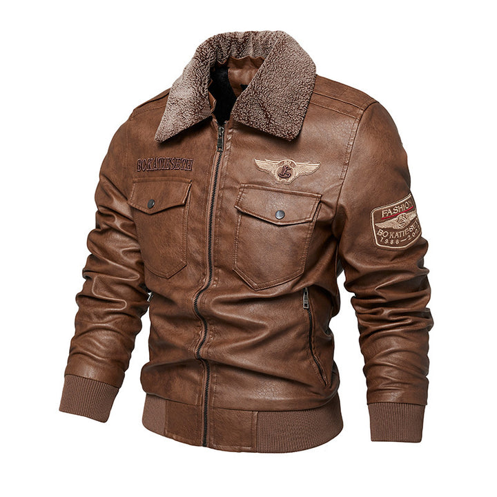 Men's Casual Faux Leather Jacket with Soft Teddy Lining Mune Fashion