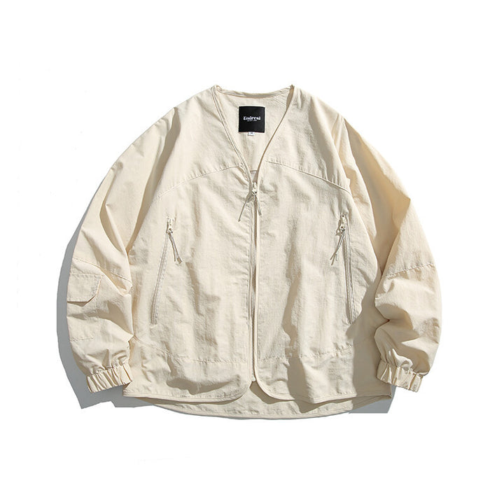 Unisex Light Oversize Over-shirt Jacket made of technical Nylon mix with V-neck and zippered pockets Mune Fashion