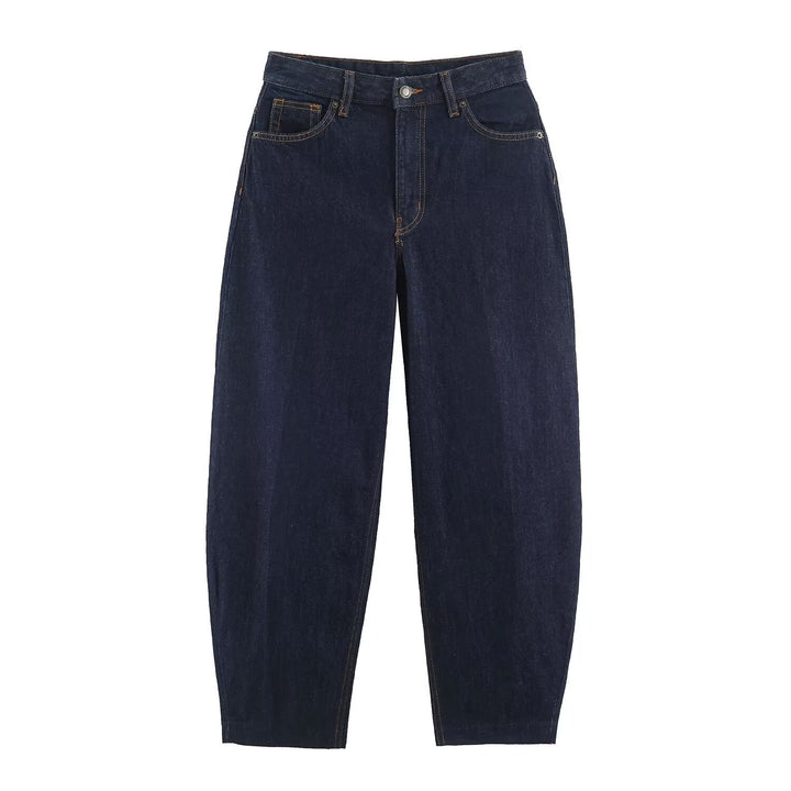 Women Highwaist Relaxed Tapered Jeans with Conical Leg Mune Fashion