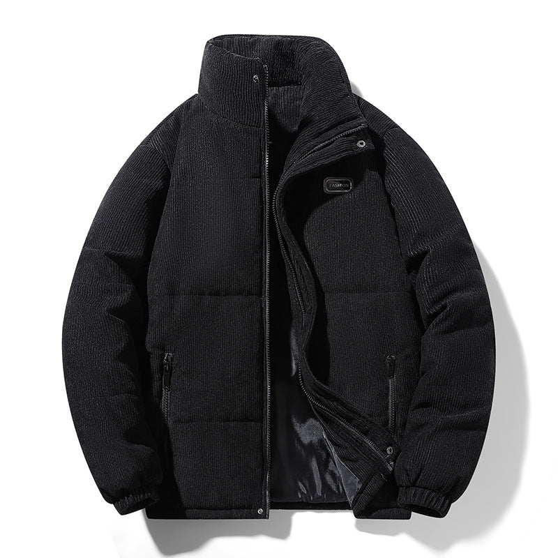 Men's quilted cord jacket with high stand-up collar, warm filling and zip pockets Mune Fashion
