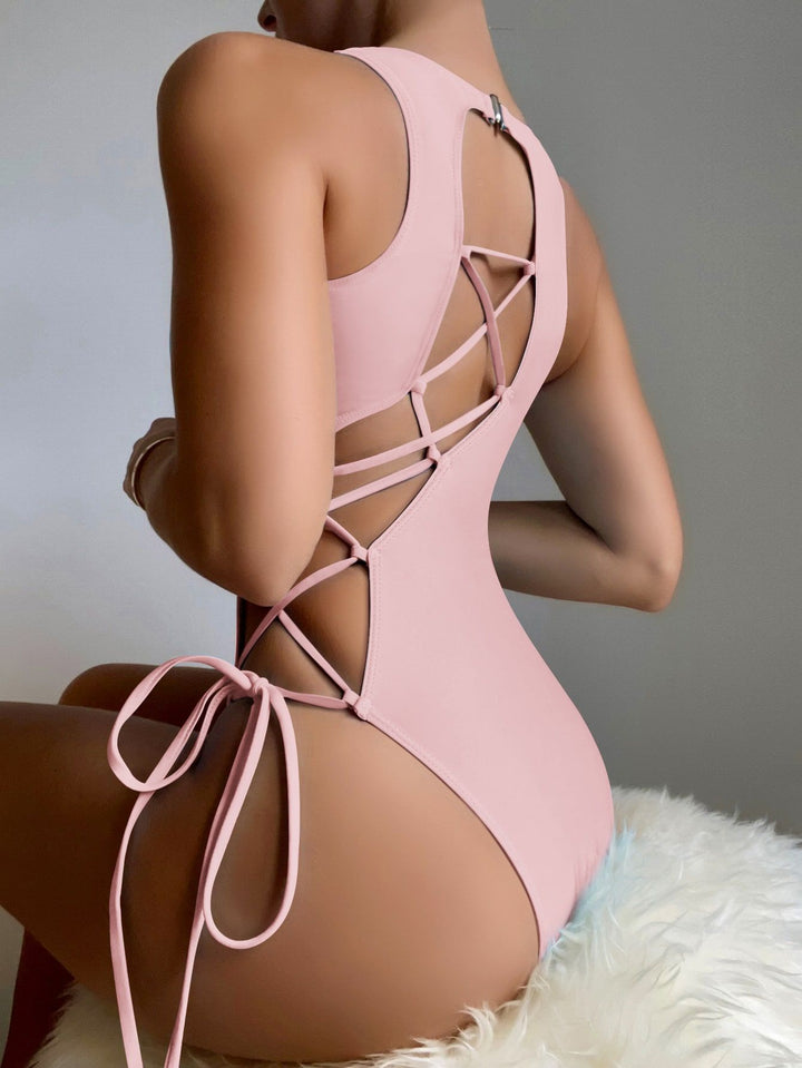 Women's High-Cut Swimsuit with Refined Lacing Design Mune Fashion
