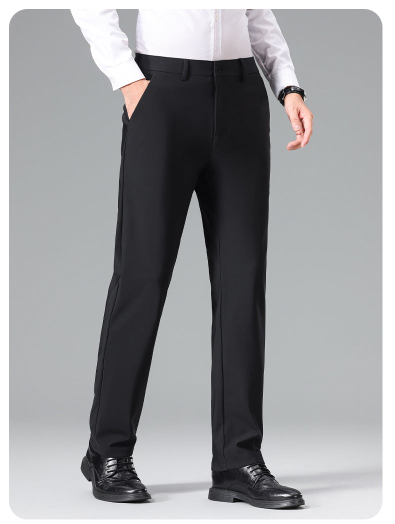 Men's Slim Business Stretch Pants with Crease and Comfort Waistband Mune Fashion