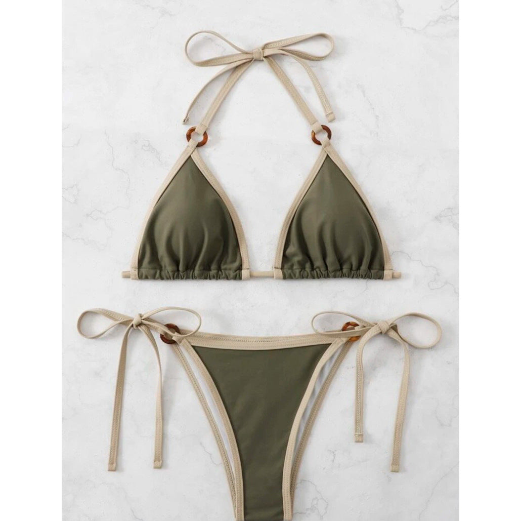 Women's Triangle Bikini with Adjustable Straps and Elegant Accents Mune Fashion