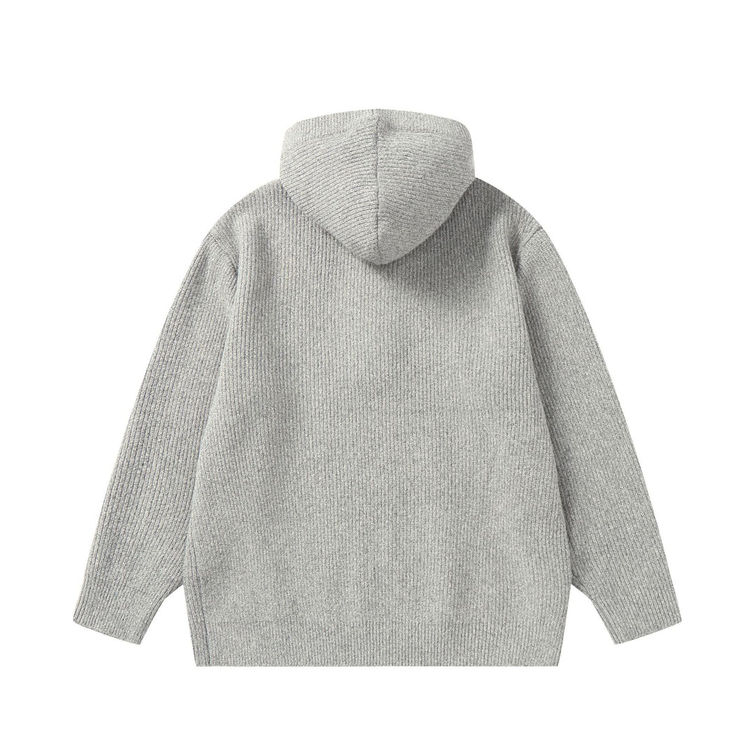 Unisex Ribbed Knit Hoodie with Half-Placket and Oversized Fit Mune Fashion