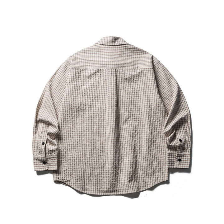 Men's Oversize Check Shirt made of textured cotton blend with chest pockets Mune Fashion