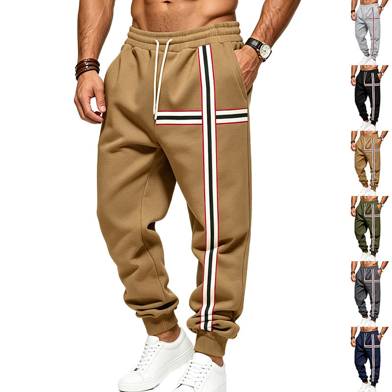 Men's joggers with contrasting side and cross stripes Mune Fashion