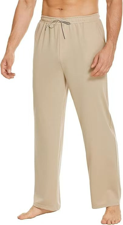 Men's loose-fitting lounge pants made of soft jersey with drawstring, elastic waistband, and straight leg Mune Fashion