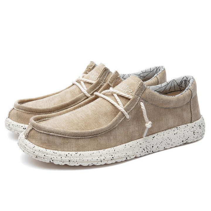 Men's casual moccasin sneaker made of denim fabric with elastic rope lacing and padded comfort sole Mune Fashion