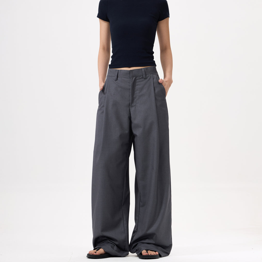 Ladies Palazzo pants with extra wide leg, concealed zipper and crease Mune Fashion