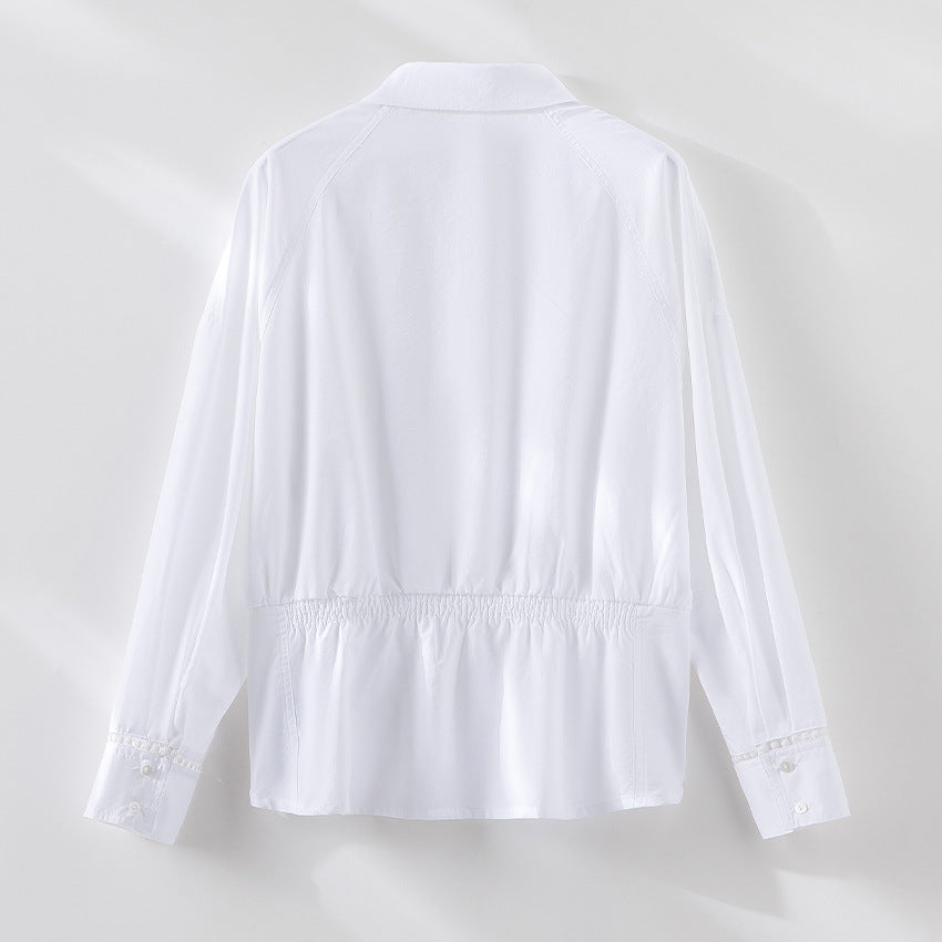 Women's cotton blouse with side gather and casual oversized silhouette Mune Fashion