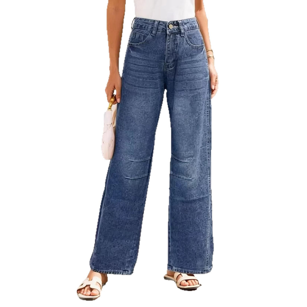 Women nan High-Waist wide Denim pants with flared leg and tonal knee darts Mune Fashion