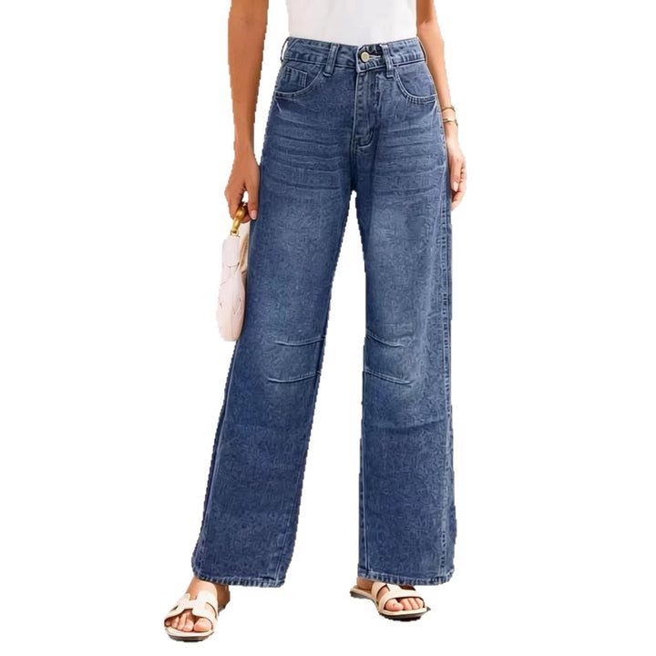 Women nan High-Waist wide Denim pants with flared leg and tonal knee darts Mune Fashion
