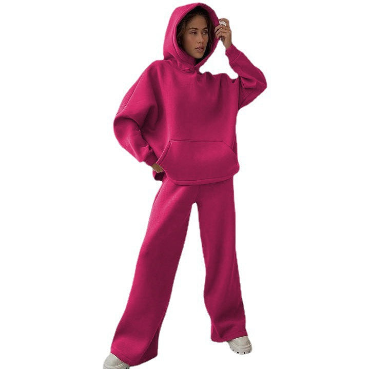 Women's nan Cozy complete set with extra soft oversized hoodie, kangaroo pocket and high-waist palazzo sweatpants Mune Fashion