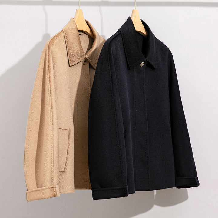 Women's teddy jacket with shirt collar and concealed button placket Mune Fashion