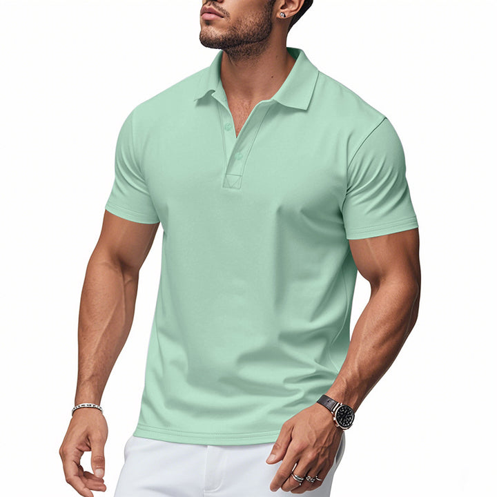 Men's easy-care short-sleeve polo made of cotton blend with piqué structure and three buttons Mune Fashion