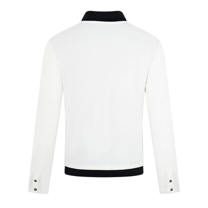 Men's long-sleeve polo shirt with asymmetrical button placket and contrasting collar Mune Fashion