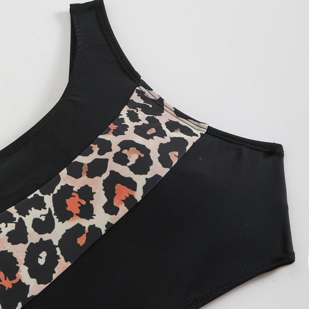 Women Elegant Bikini Set with Animal Print Mune Fashion