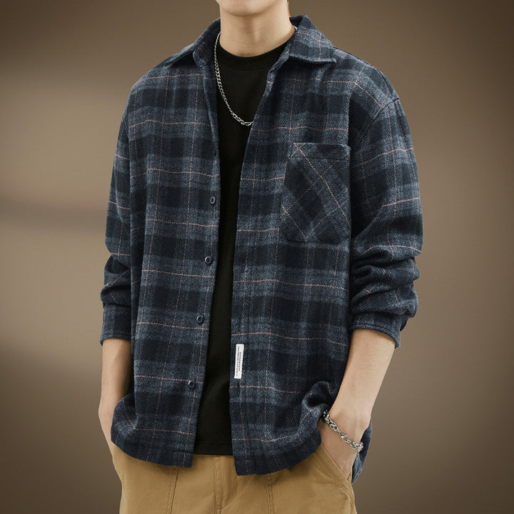 Men's Casual Checkered Pattern Shirt Jacket Mune Fashion