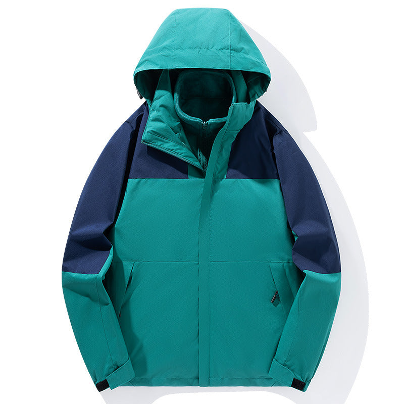 Men's two-layer softshell trekking jacket with fixed integrated hood and fleece-lined collar Mune Fashion