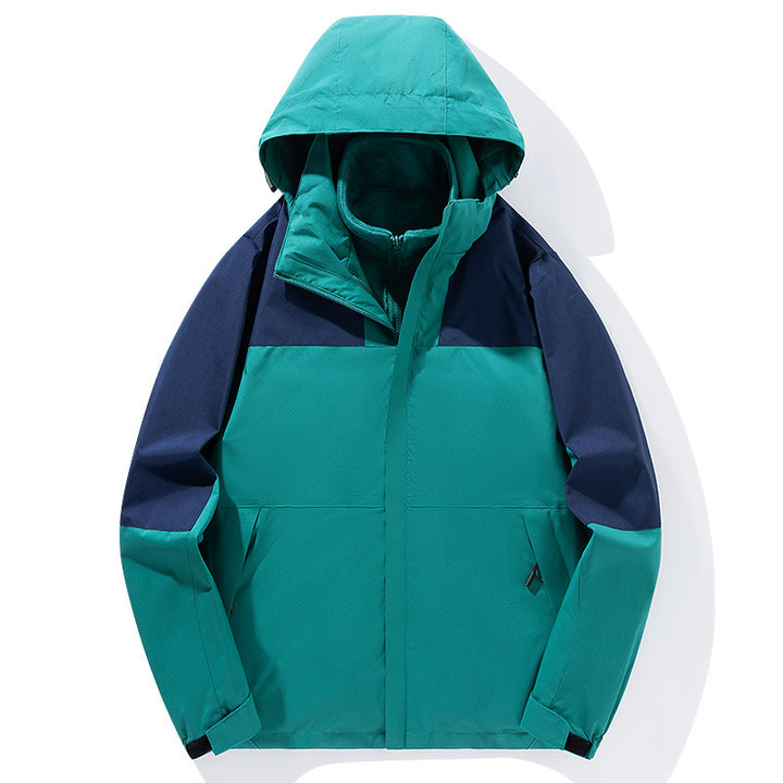Men's two-layer softshell trekking jacket with fixed integrated hood and fleece-lined collar Mune Fashion