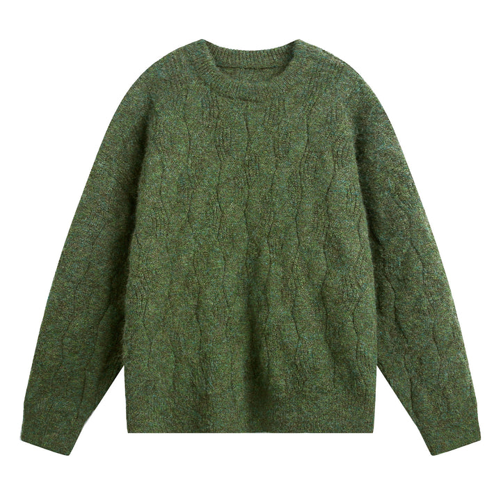 Unisex Oversize Cable Knit Sweater with Round Neck and Textured Structure Mune Fashion