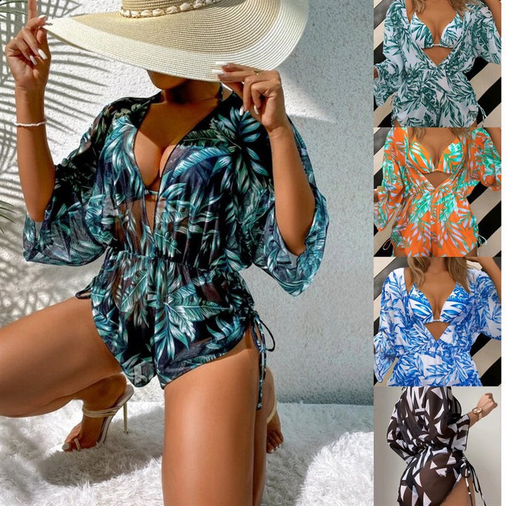 Women's swim set with floral wrap top and triangle bikini Mune Fashion
