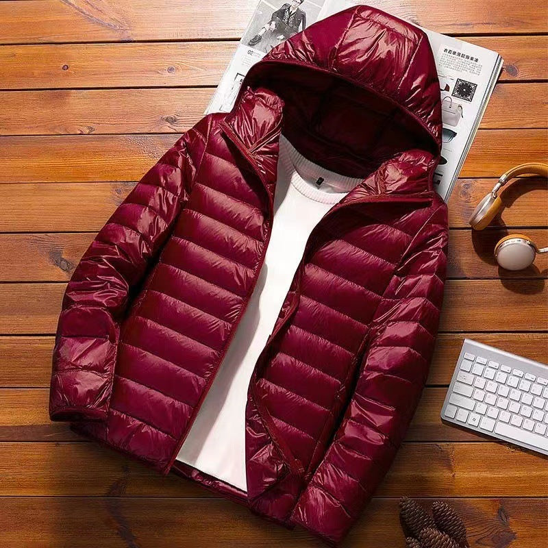 Men's Nan Ultra-Light Hooded Padded Jacket with Packing Function and Windproof Shell Mune Fashion