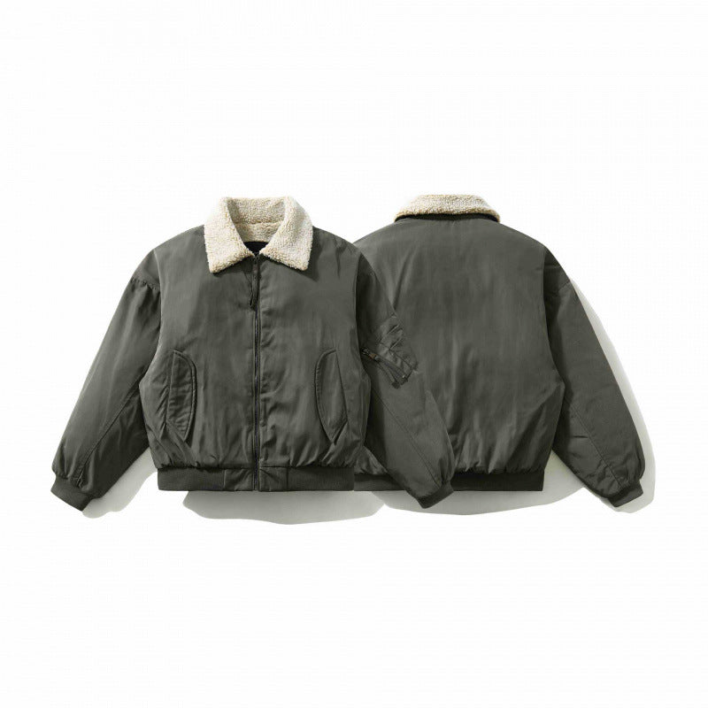 Men's short cut padded bomber jacket with teddy collar and utility arm pocket Mune Fashion