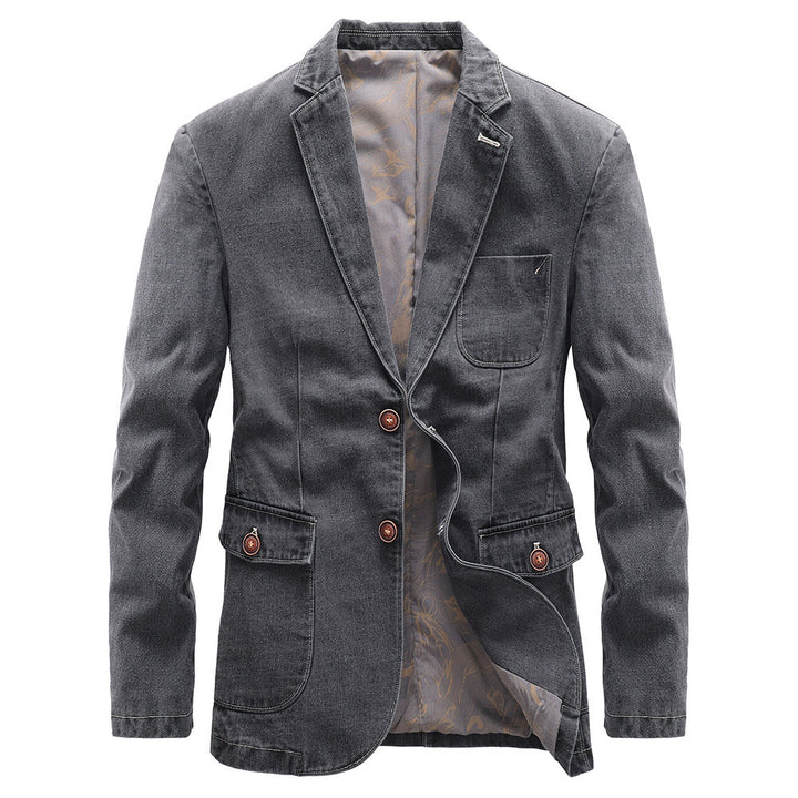 Men's Light Denim Blazer with Patches Mune Fashion