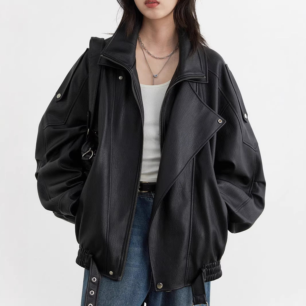 Women's Stylish Leather Jacket Mune Fashion
