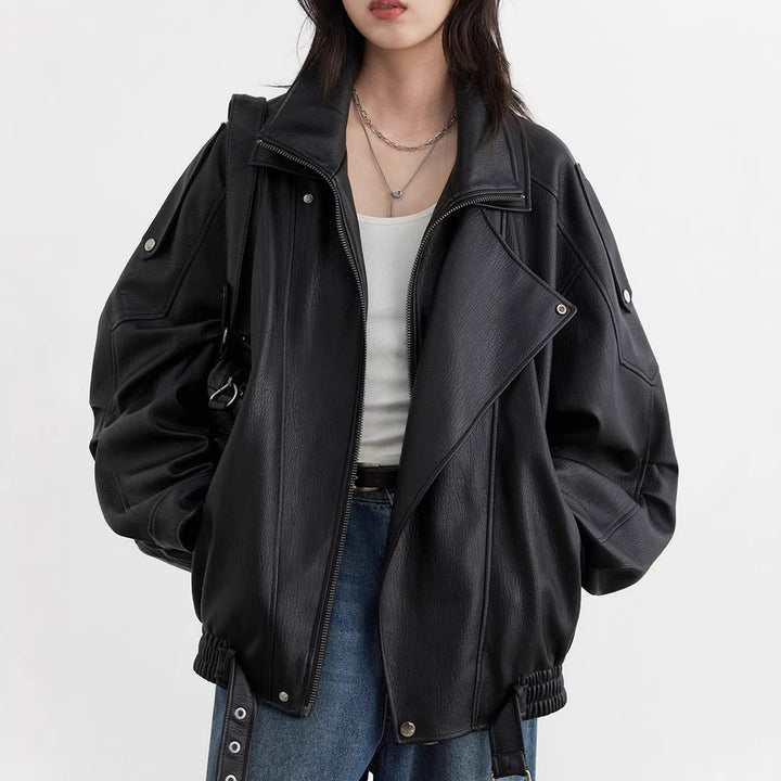 Women's Stylish Leather Jacket Mune Fashion