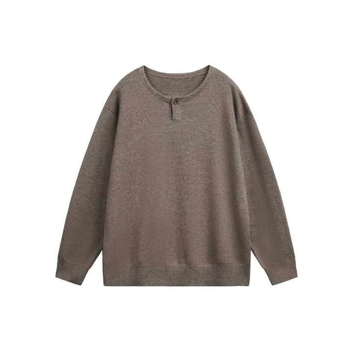 Women's Oversized Knit Sweater with Button Detail at Crew Neck Mune Fashion