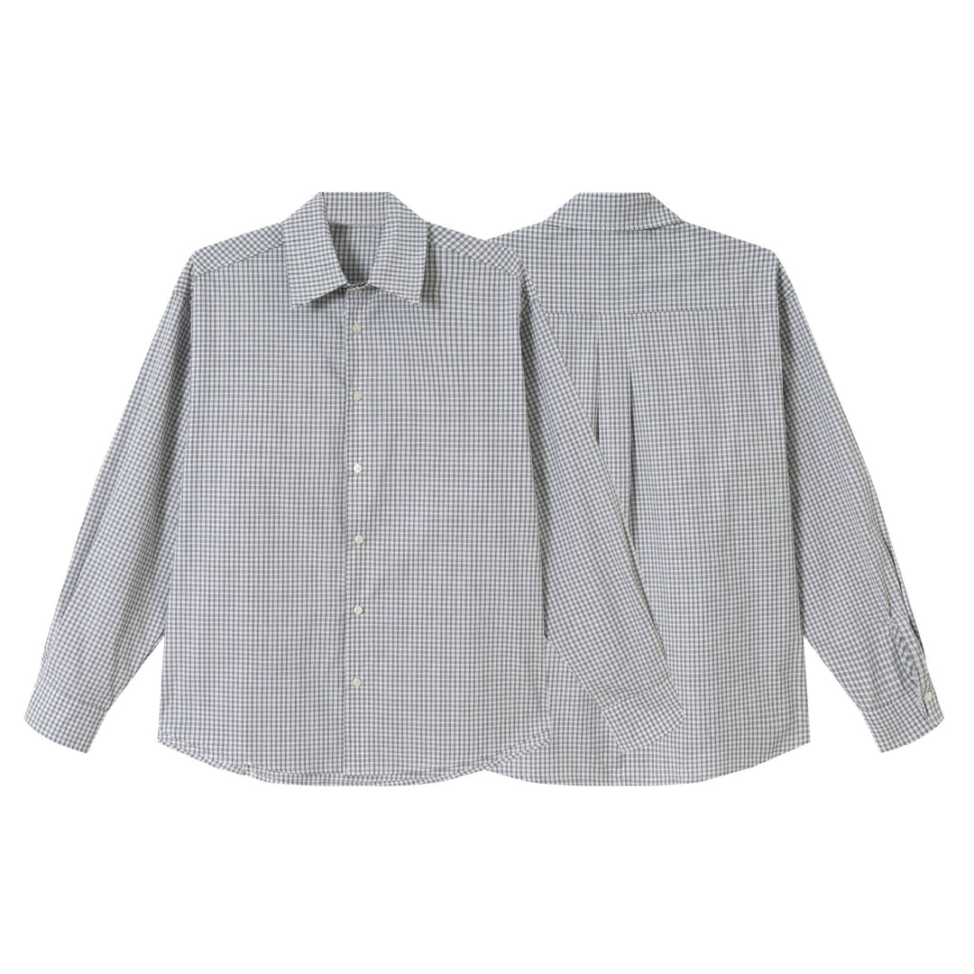 Men's Checked Relaxed-Fit Shirt with Kent Collar, Rounded Hem and Continuous Button Placket Mune Fashion