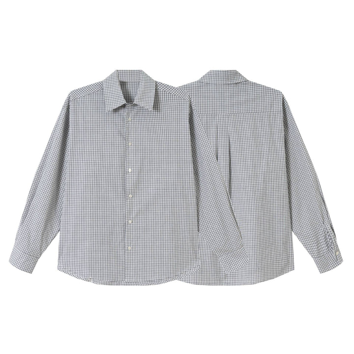 Men's Checked Relaxed-Fit Shirt with Kent Collar, Rounded Hem and Continuous Button Placket Mune Fashion