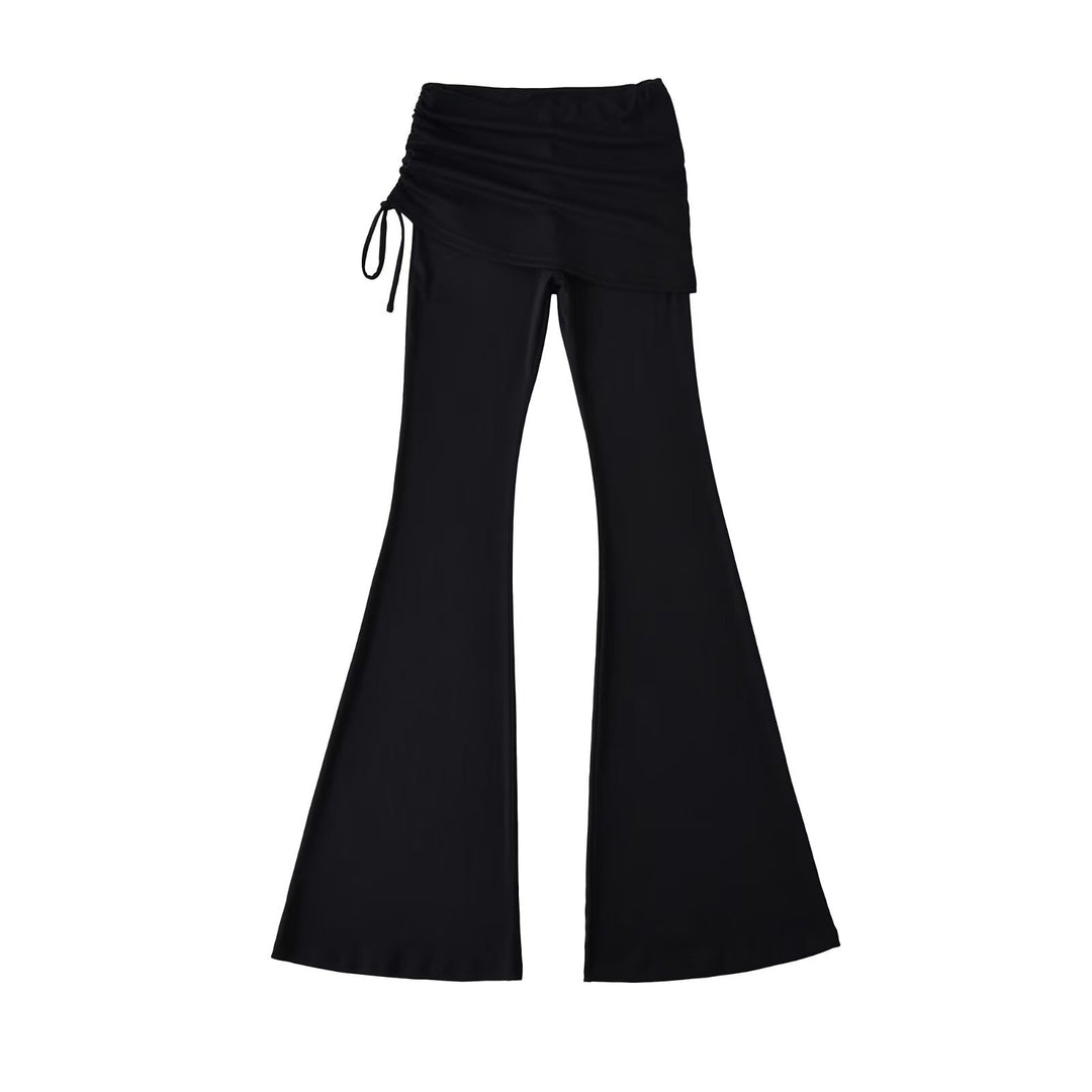 Women’s flared trousers with integrated mini skirt overlay and drawstring Mune Fashion