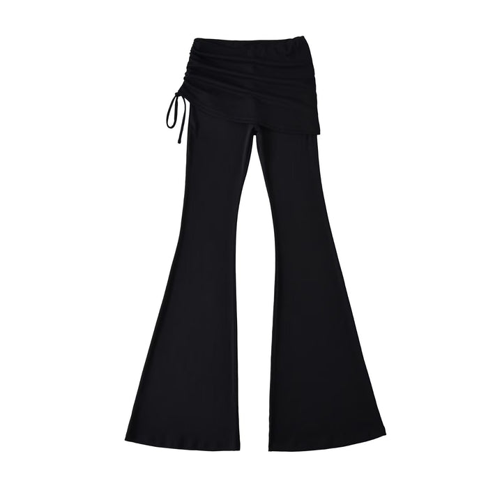 Women’s flared trousers with integrated mini skirt overlay and drawstring Mune Fashion