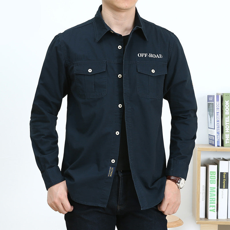Men's Cotton Utility Shirt with Flap Pockets and Casual Fit Mune Fashion