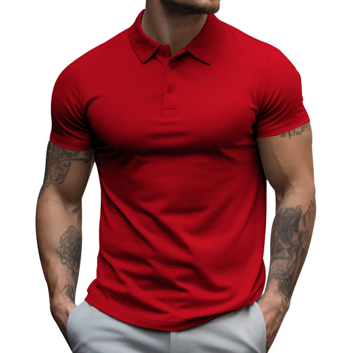 Men's athletic fitted pique polo shirt short-sleeved with hidden button placket Mune Fashion