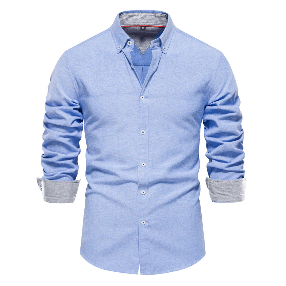 Men's elegant long-sleeve shirt made of Oxford fabric with a Kent collar and cuffed sleeves Mune Fashion
