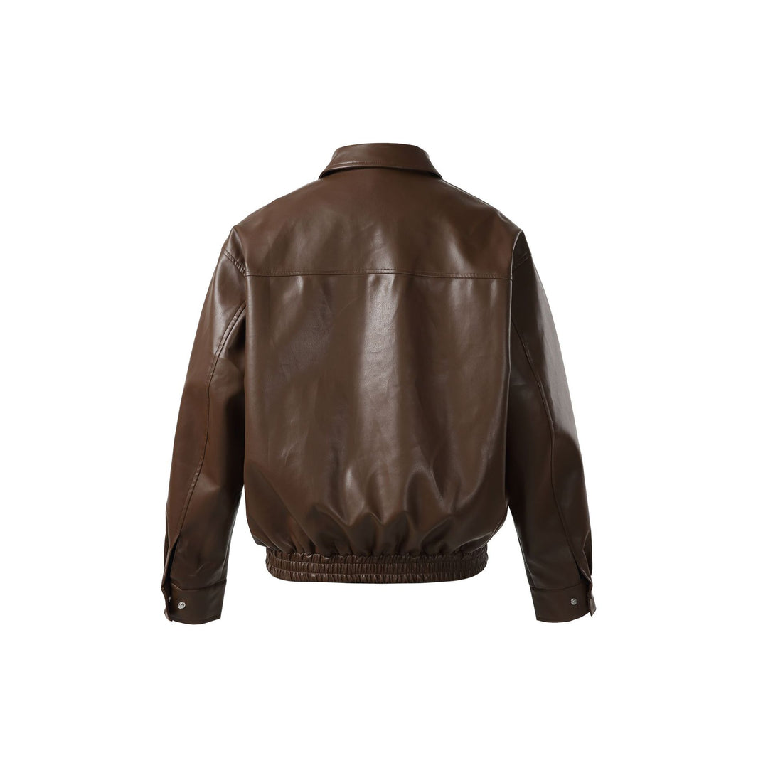 Unisex Short Cut Faux Leather Bomber Jacket with Boxy Cut Mune Fashion