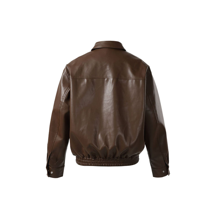 Unisex Short Cut Faux Leather Bomber Jacket with Boxy Cut Mune Fashion
