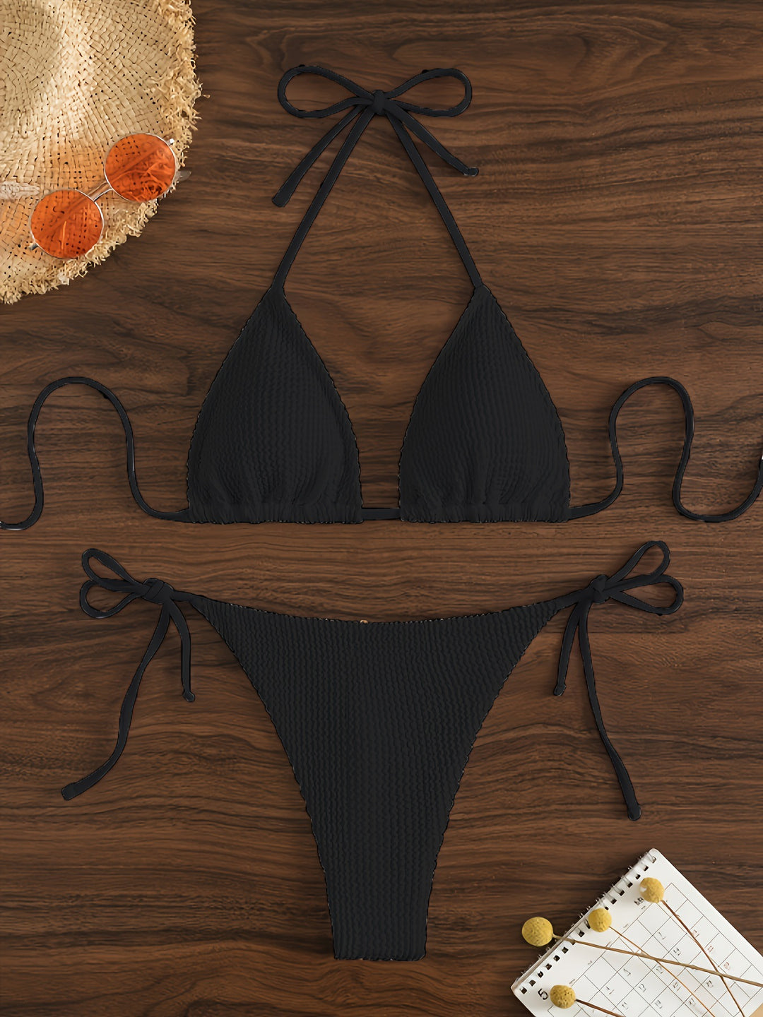 Women Triangle Bikini Set with Adjustable Ties Mune Fashion